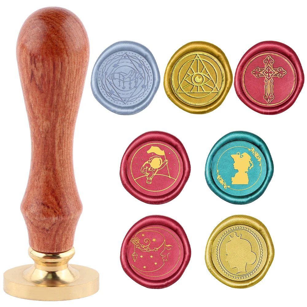 Wax Seal Stamp Set - 1 Çıkarılabilir Yuvarlak Pirinç Damga Başlığı