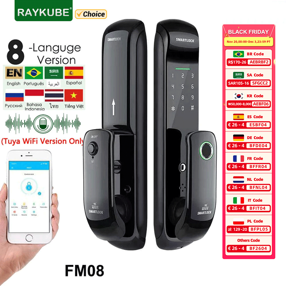 Letter Opener Brass - RAYKUBE FM08 Tuya Wifi akıllı kapı